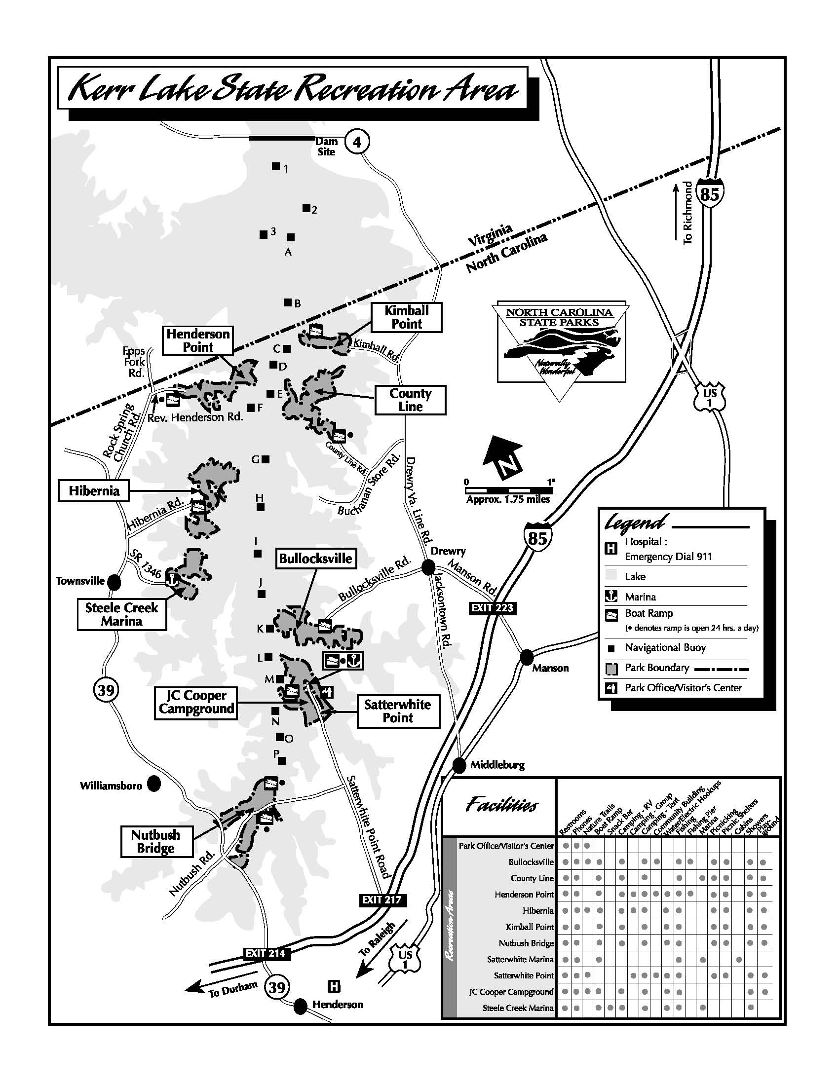 Detailed Map of Kerr Lake in Kimball Point